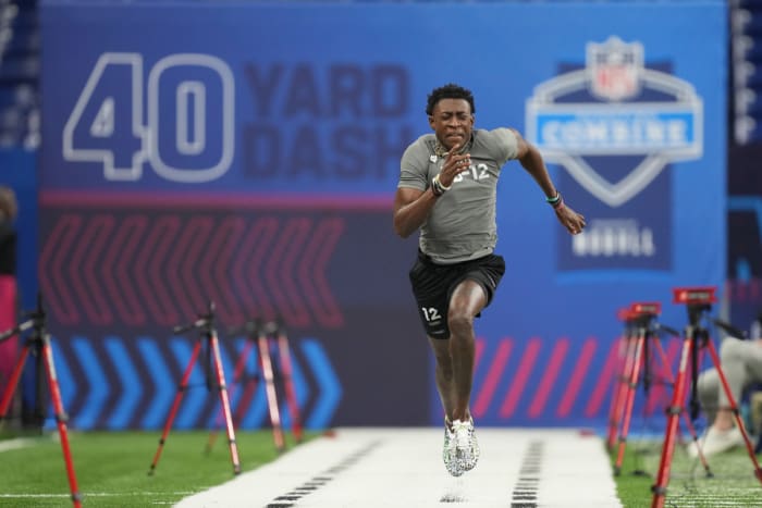 Emmanuel Forbes sprints at the combine